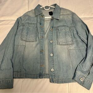 J Jill Light Blue Denim Jacket